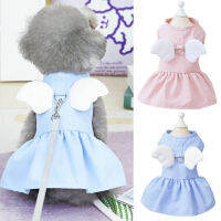 Angel Design Princess Skirt Clothes Dress Traction Rope Clothing Dogs Super Small Cute Chihuahua Summer Blue Pink Mascotas