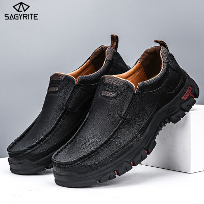 TOP☆SAGYRITE Big Size 38-47 Men Shoes 2022 Leather Shoes Casual Mens Shoes Outdoor Hiking Shoes for Men Sports Shoes for Men