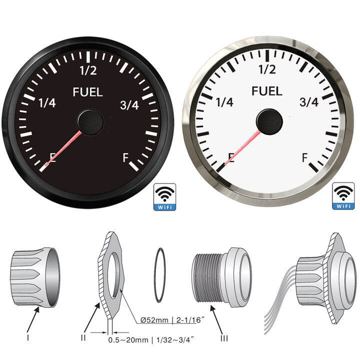 ใหม่-wifi-มาตรวัดระดับน้ำมันเชื้อเพลิง52มิลลิเมตร-sus316สแตนเลสฝาถังน้ำมันเมตร0-75ohm-10-180ohm-240-33ohm-led-สีขาวทะเลเรือรถ