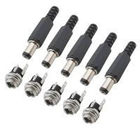 ✉✗☒ 5Pair 5.5 x 2.1mm DC Power Male Plug Connectors Metal 5.5x2.1 DC Power Supply Jack Female Socket Panel Mount Terminal Connector