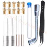 3D Printer M6 Brass Extruder Cleaning Kit 10pcs V6 V5 0.4mm Nozzles 15Pcs Needles 1pc Spanner amp; 1pc Tweezer for E3D Makerbot