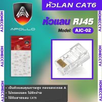 หัวแลน Plug RJ45 CAT6 (50ตัว/Pack) ยี่ห้อ apollo รหัสAJC-02 คุณภาพดี ทนทาน