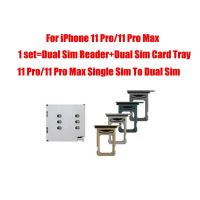 【✆New✆】 tong0 Zonbema อะไหล่ Iphone 11 Pro/ 11 Pro Max ซิมเครื่องอ่านการ์ดคู่ซิมการ์ดสายเคเบิลงอได้อะแดปเตอร์ช่องเสียบที่ใส่ถาด1ชุด