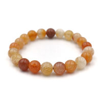 CRACKED AGATE หินเกล็ดมังกรสีส้ม ขนาด 8 มม. สร้อยข้อมือหินแท้ by siamonlineshop