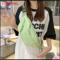 CONGMING ไนลอนทำจากไนลอน กระเป๋าคาดเอว สีทึบทึบ กันน้ำกันน้ำได้ กระเป๋า Crossbody ลำลองแบบสบายๆ กระเป๋าคาดอก กีฬาวิ่งเดินป่า