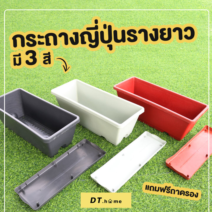 กระถางพลาสติกรางแบบเรียบพร้อมจานรอง | Lazada.Co.Th