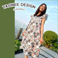 Yasinee Design_ F (42-46) ระบายแขนซิปหน้ากระเป๋าหน้า 2ข้าง ชุดกระโปรงCotton100%:ชุดนอนผู้หญิง ชุดลำลอง ชุดอยู่บ้าน ชุดนอนคนแก่ ผู้ใหญ่