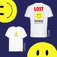 เสื้อยืด HAPPINESS พื้นสีขาวS-5XL