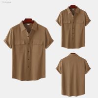 ◆卍♀ Cotton Shirts for Men Short Sleeve Shirt Mens Business Breathable Camisas