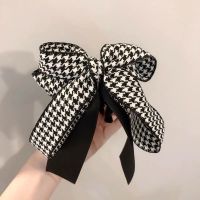 South Korea 39;s Dongdaemun autumn and winter new houndstooth bow streamer banana clip hairpin temperament hair accessories women