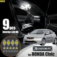 Xukey 9ชิ้นชุดไฟไฟ LED ตกแต่งภายในรถยนต์เหมาะสำหรับฮอนด้า Civic MK8 2007 2008 2009 2010 2011หีบฝาทรงโค้งป้ายทะเบียนรถหลอดไฟโคมไฟ