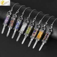 ZZOOI CSJA Crystal Pendulums for Divination Dowsing Wishing Bottle Natural Stone Pendant Hexagonal Clear Quartz Pendulum Balanced H025