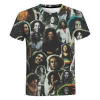 Bob Marley 3D พิมพ์เสื้อยืด Unisex แฟชั่นสบายๆรอบคอแขนสั้น Hip Hop Harajuku Streetwear ขนาดใหญ่ Tee Tops