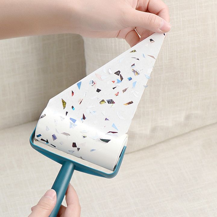 tearable-roll-paper-sticky-roller-dust-wiper-pet-hair-clothes-carpet-tousle-remover-portable-replaceable-cleaning-brush-tool
