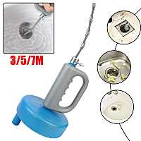 Toilet Sink Drain Unblocker Bathroom Kitchen Cleaning Tools Clogged Remover Handheld Sewer Pipe Plunger Dredge 5/7/10 Meters Traps Drains