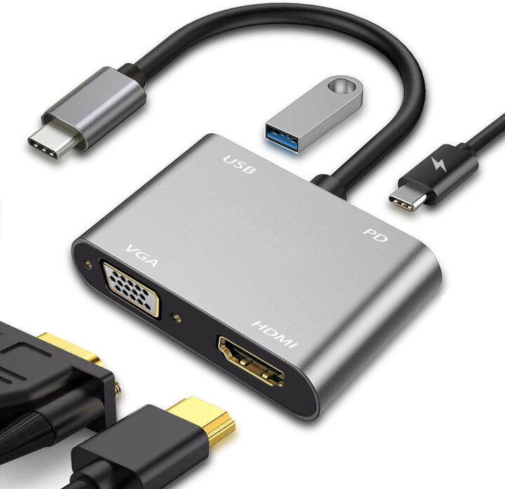 Mindorlen USB C to HDMI VGA Adapter for Monitor, USBC Laptop Docking