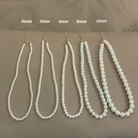 【DT】hot！ 4mm 6mm 8mm 10mm French 16 Inch 40cm Freshwater Chain Choker Necklace Wedding Fashion Female Jewelry