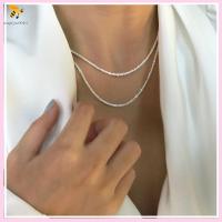 SNSQDYW0010 เรียบหรู สร้อยข้อมือ สีเงิน Choker ประกาย ของขวัญเครื่องประดับ โซ่กระดูกไหปลาร้า สร้อยคอ