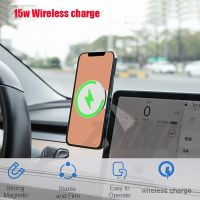 Foldaway Car Phone Mount Holder 15W Magnetic Magsafe Macsafe Wireless Charger for Tesla Model 3 Y X S  BYD Atto 3  Accessories