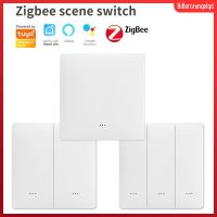 Bitterorangetgp 【จัดส่งภายใน24ชั่วโมง】 Tuya Zigbee มีสายสวิตช์อัจฉริยะสมาร์ทโฮมวางรีโมทคอนโทรลสวิตช์อัจฉริยะฉาก1/2/3แก๊ง