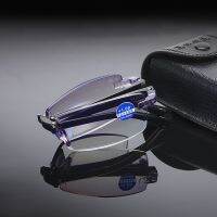 【hot】 zoom folding diamond cut edge anti-blue reading male frameless portable box