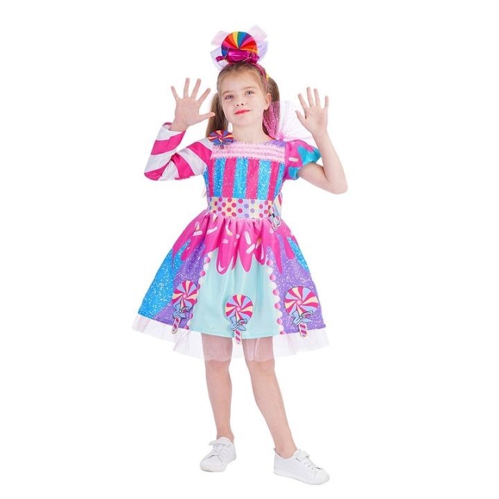 ชุดชุดลูกอมอมยิ้มแสนหวานเด็กผู้หญิงชุดชุดไปงานเต้นรำปาร์ตี้เดรสกระโปรงฤดูร้อนชุดอมยิ้มแฟนซีเทศกาล-purim