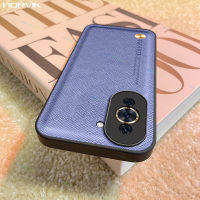 NORVIK เคสโทรศัพท์หรูหราทำจากผ้าหนังแท้สีม่วงสำหรับ Huawei Nova 11 10 9 SE Y91 Y71 Y90 Y70 P60 Honor 90 Lite 70 50 Pro 4G 5G ซิลิโคนนิ่มเลนส์เต็ม N14-1ฝาครอบเคสกันกระแทก