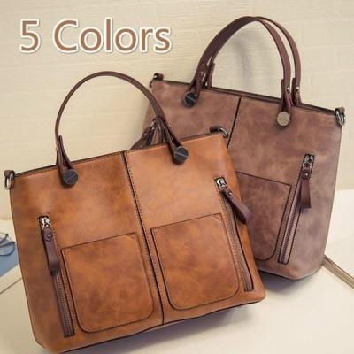 ❈✔◎ Women Hand bags Retro PU Oil Leather Double Pockets Large Capacity Shoulder Bags Casual Bags