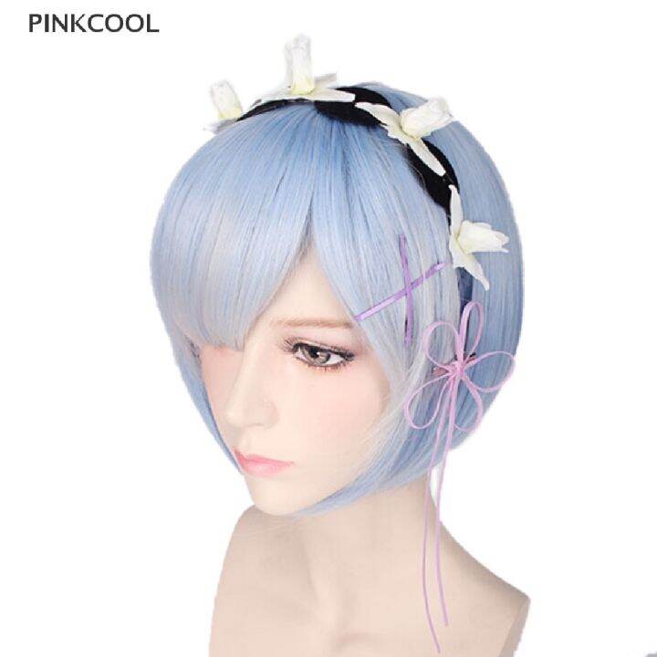 pinkcool-วิกผมคอสเพลย์-hajimeru-isekai-seikatsu-rem-ram-twins-สีฟ้า-สีชมพู-สําหรับปาร์ตี้