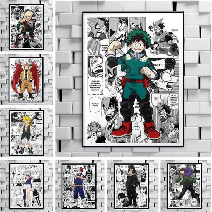 ญี่ปุ่นอะนิเมะ-my-hero-academia-การ์ตูนโปสเตอร์มังงะพิมพ์ภาพวาดผ้าใบ-wall-art-ภาพตกแต่งบ้าน-living-kids-room-decor