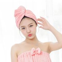 ☬♨◕ Absorbent dry hair cap wash and quick drying coral velvet thickened wipe towel cute headscarf towel