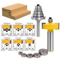 2PCS 12mm Shank 1/2－Rabbet Router Bit พร้อมตลับลูกปืนแบบปรับได้ 6 ตัวตัดมิลลิ่งซีเมนต์ซีเมนต์คาร์ไบด์งานไม้ Bits ไม้