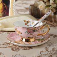 Bone China Cup Saucer Spoon Set Pastoral Floral Style Coffee Cup Set 200ml Mug Tray Porcelain Dinkware