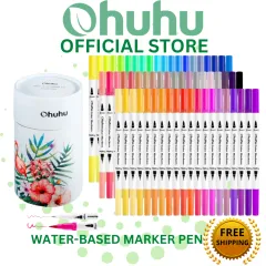 Ohuhu Maui 160 Colors Dual Tips Water Based Art Markers ,Brush & Fineliner, Light Turquoise