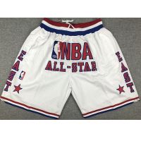 เสื้อคุณภาพสูง 【Feb】 2003 All-star White Large Embroidery Logo Regular Season Basketball Shorts Pants NBA