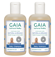 GAIA แชมพูสำหรับเด็กแรกเกิดและทารก ไกอา เนเชอรัล เบบี้ แชมพู สูตรน้ำมันออร์แกนิคจากสวีท ออเรนจ์ อะโวคาโด ลาเวนเดอร์ อีฟนิ่ง พริมโรส 2 ขวด ขวดละ 250 มิลลิลิตร