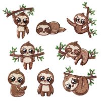 hotx【DT】 Cartoon Sloth Patches Embroidered Iron Stickers for Kids Jeans Shirts Sewing Appliqued Badge