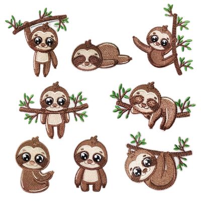 【YF】♨✁☑  Cartoon Sloth Patches Embroidered Iron Stickers for Kids Jeans Shirts Sewing Appliqued Badge