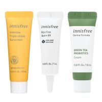 ▶️Innisfrree Intensive Triple-Shield SunScreen 10ml / Bija Cica Balm EX 7ml / Derma Formula Green Tea probiotics Cream 10ml [ ของมันต้องมี!! ]