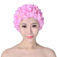 3D Flower Swim Pool Hat Breathable Water Sports Hat Soft Long Hair Swimming Bath Cap Ear Protection Comfortable Pool AccesoriesTHTH