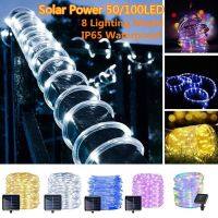 Inventory12m 100 Luminous Diode Tube Solar Light Rope String สวนกลางแจ้งพวงหรีดคริสต์มาสแบตเตอรี่แหล่งจ่ายไฟ Fairy Waterproof