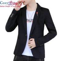 Cozy Up แขนยาว Blazer สีทึบหนึ่งปุ่มเข้ารูปพอดี