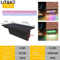 2ชิ้น Lampu Tenaga Surya 3000K/6000K มุมกว้าง120องศาโคมไฟผนังขั้นบันไดในสวนกลางแจ้ง