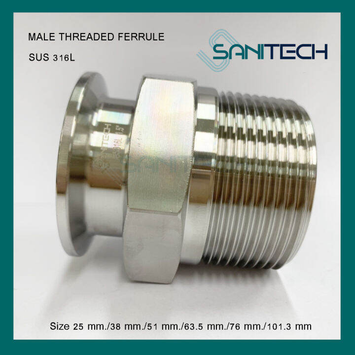 หน้าแปลนเฟอรูลเกลียวนอก-ด้ามหกเหลี่ยมสำหรับใช้ขัน-sus316l