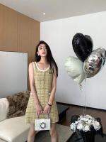 Miu กระโปรงเสื้อกั๊กทวีดผ้าขนสัตว์ถูกตรวจสอบแล้วใหม่ต้นฤดูใบไม้ร่วง
