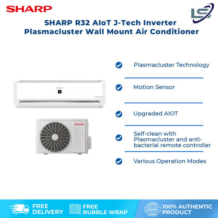SHARP 1HP/1.5HP/2HP/2.5HP R32 AIoT JTech Inverter Plasmacluster Wall