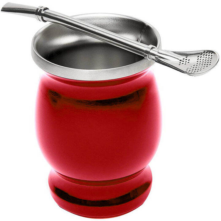 230ml-stainless-steel-tea-mate-cup-insulated-cup-with-spoon-double-wall-bombilla-set-mate-gourd-cup-tea-pot-set-home-teaware