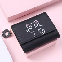 Womens Cute Cat Wallet Female Small Short PU Leather Purse Ladies Card Holder Money Bag Hasp Creative Fashion Wallet Girls Gift Wallets