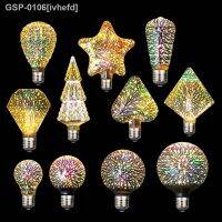 HZ ● ดอกไม้ไฟดาวรุ่ง3D ไฟกลางคืนไฟ E27 220V A60 ST64 G80 G95 Feriado Novidade Decoração Iluminação