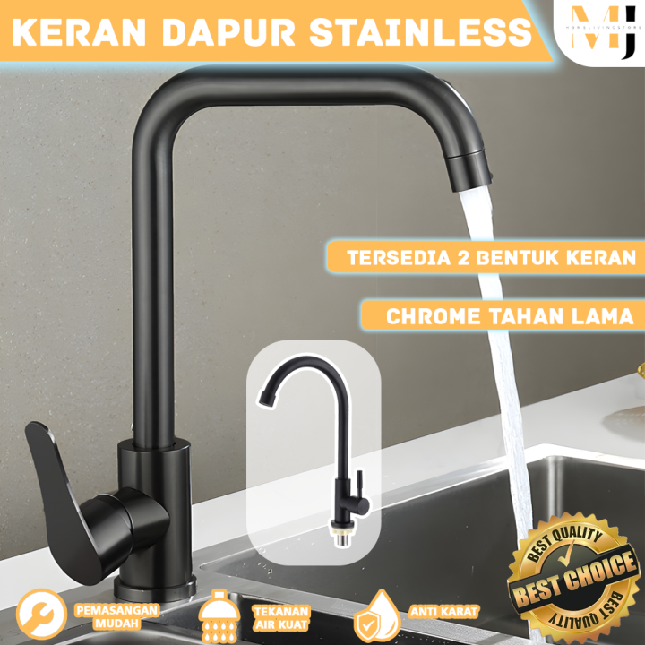 Keran Dapur Panas Dingin Stainless 201 Hitam Matte Kran Cuci Piring Hot
